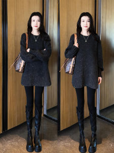 Winter 2024 Womens Loose Sparkling Sweater plus Size Conceals Bottoms Knitted Top Shiny Lazy Style plus Size Fashion