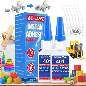 LOOLIFL New 401 Instant Dry Cyanoacrylate Adhesive Super Glue Super Strong Universal Adhesive Home Splicing Toys Special Plastic Metal Repair For Metal Plastic Gemstone Glass Leather Rubber Wood.
