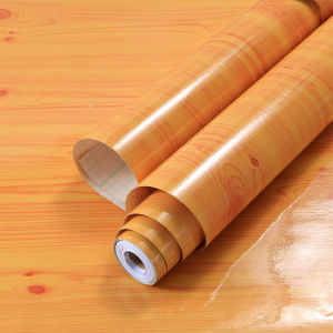 Decorative Wood Grain Sticker Self Adhesive Fake Wood Wall Paper Cabinet Door Bedroom Wardrobe Decor Wall Mural Furniture Renovation Waterproof Wallpaper