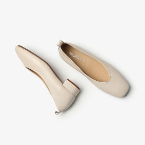 MIOLLIBARN | Retro Square Toe Coarse Heel Leather Shoes