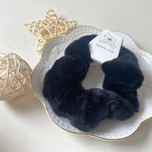 1-4pcs Faux Rabbit Fur Scrunchies Elastic Hair Bands Women Girls Soft Solid  Ponytail Holder Hair Ties Fashion Winter Hair