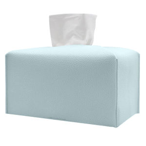 Tissue Box Cover Refined PU Leather Foldable Tissue Box Holder - Decorative Holder/Organizer for Bathroom Vanity Countertop