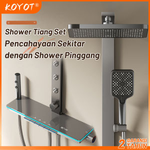 KOYOT Shower Kamar Mandi Full Set dengan Shower Pinggang Lampu Atmosfer Tampilan Digital LED Panas Dingin Platform Besar
