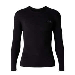 Jeep | Mens Outdoor Black Breathable Round Neck Long Sleeve T-shirt