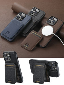 Magnetic Absorption Phone Case for  17/16Promax 15Plus 14Pro 13 12 with Card Holder Slot Luxury Protective Shell for Men