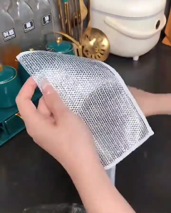 10Pcs Stainless Steel Wire Cleaning Cloth Reusable Non-stick Oil Dish Washing Cloth Kain Dawai Besi
