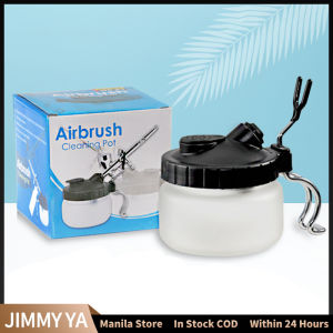 Airbrush Cleaning Pot Glass Air Brush Holder Clean Paint Jar Bottle Spray Gun Wash Tools