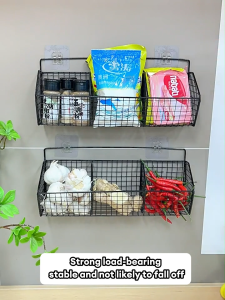 GAA Wall Mounted Condiments Organizer Rack Kitchen Spice Storage Vegetable Fruit Shelf