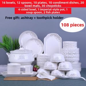 yishujia office | Home Creative Individual Luxury Tableware Set 108 Pieces