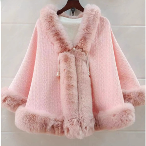 National Style Fleece-lined Thickened Cape and Shawl for Cheongsam Autumn and Winter Artistic Easiest for Match Warm Plush Collar Outer Wear Han Dynasty Cloak