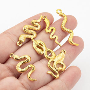 Stainless Steel Snake Pendant diy Jewelry Necklace Bracelet Accessories China Zodiac Snake 18k Gold Cobra Charm