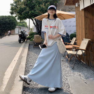 Deep Grey High Waist A-Line Midi Skirt Womens Vintage Loose Fit Casual Mid-Length Fish Tail Skirt Draping Half-length Skirt