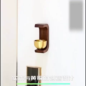 Chuông gỗ chữ C treo cửa ra vào chuông gió bằng gỗ treo cửa chuông đồng trang trí nhà cửa