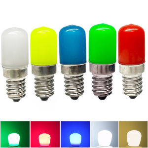 ตู้เย็นหลอดไฟ LED E12 E14 ขนาดเล็ก 2W สีแดง สีเขียว สีฟ้า สีเหลือง เย็น/โคมไฟสีขาวนวล AC 85-265V สำหรับตู้แช่แข็งสีสันสดใส T18