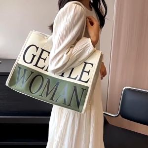 Large Capacity Canvas Bag for Women 2024 Fashion One Shoulder Portable Shopping Bag for Mommys Commuting Tote Bag
