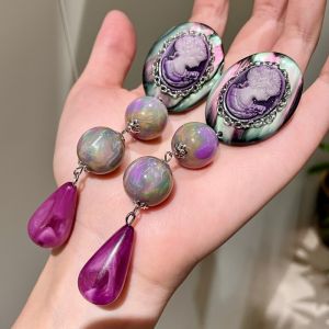 1 pair of dazzling purple Baroque pearl earrings