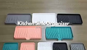ESPACE KIVO Silicone Kitchen Sink Organizer | Sponge Holder | Soap Dispenser Draining Mat | Drying Tray