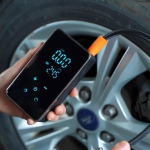 🇸🇬[Ready Stock] Portable Electric Wireless Air Tyre Pump for Car Motorcycle Bike Bicycle Basketball Car Tyre Pump Inflator Tpms Air Compressor Smart Digital Tire Pressure Detection Tyre Pressure Monitor with 4000mAh Powerbank Touch Large Screen
