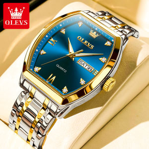 OLEVS | Đồng Hồ Nam Tự Động Hình Thùng Rượu Vàng Mặt Lớn Chứng Nhận Made in Switzerland