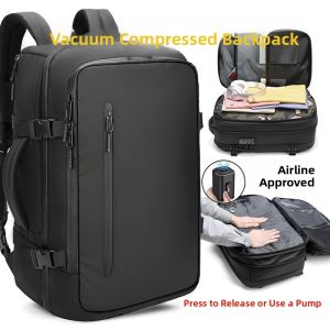 Vacuum Compressed Travel Backpack Large Capacity Expanding Laptop Bag Double Shoulder Bag for Business Trips Checked Baggage