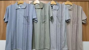 [HCM] Áo Thun Nam Họa Tiết Kẻ Sọc Cổ Trụ Có Túi Trung Niên Chất Cotton From Rộng Tay Lỡ Size Từ 50 - 80kg