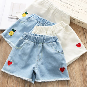 Quần Shorts Mùa Hè Nhẹ Cho Trẻ Em Có Thêu Hình Tim Đỏ