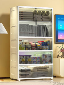 Large 80cm Transparent Double Door Childrens Wardrobe Clothes Hanging Toy Snack Locker Living Room Storage Cabinet Display Cabinet