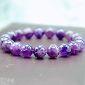 Grade A 100% Natural Amethyst Bracelet Women Valentine Day Gift For Girlfriend 4/6/8/10/12mm Beaded Braslet Casual Accessories