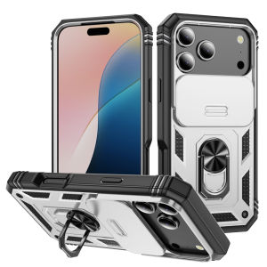 360 Ring Holder Kickstand Slide Camera Protection Phone Case for iPhone 17 Air 16 16E 15 14 Plus 13 12 11 XS X XR Pro Max Cover