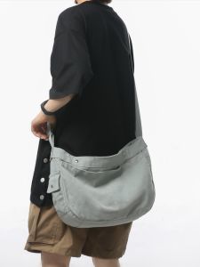 Back Not Broken Retro Japanese Style All-Matching Canvas Message Bag Male Student Large Capacity Work Clothing Class Shoulder Messenger Bag Female