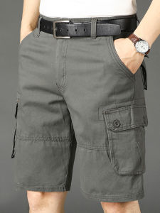 Summer Mens Casual Loose Fit Cotton Workwear Shorts Trendy Five-Quarter Length Straight Leg Pants Anti-Wrinkle Youthful Style