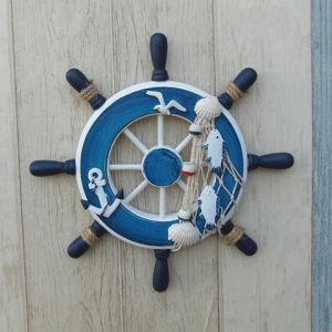 23/32CM Wood Ship Wheel Boat Steering Rudder Anchor Mediterranean Ornament Nautical Theme Birthday Party Decorations Kids Supplies Home Wooden Beach Boat Ship Steering Wheel Bedroom Wall Decor