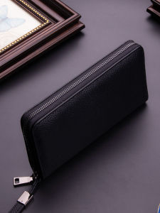 กระเป๋าถือหนังแท้ กระเป๋าใส่เงินแบบเปิดด้วยซิปสำหรับผู้ชาย ความจุขนาดใหญ่ กระเป๋าใส่บัตรหลายช่อง กระเป๋าถือหนังแท้ระดับไฮเอนด์สำหรับผู้ชาย