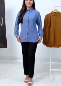 Atasan Kemeja Oval Wanita Bahan Crinkle Airflow Terbaru