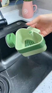 Plastic Kitchen Sink Strainer Basket Food Residue Filter Fruit Vegetable Anti-block Hanging Filter