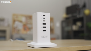 TESSAN SG Desktop Charging Station – 30W Power Tower with 6 Ports & USB-C for Multi-Device Charging Tower Charge