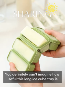 ICIC Long Strip Silicone 4 Grid Giant Food Grade Silicone Ice Cubes Square Tray Mold Non-toxic Durable