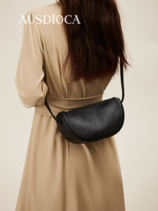 Fashionable Top Layer Cowhide Leather Womens Bag Dumpling Shape Single Shoulder Crossbody Small Bag Commuter Handbag