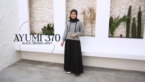 BAJU DRESS GAMIS WANITA  ETHICA AYUMI 370 BROWN / BAJU DRESS GAMIS BAHAN MONALISA MIX INTERLIS PROMO RAMADHAN BIG SALE
