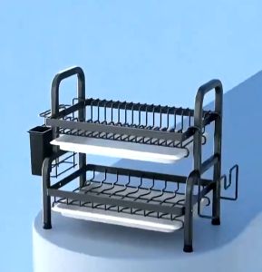 Simwind ชั้นวางจาน ชั้นคว่ำจาน ที่คว่ำจาน ชั้นวางจานสแตนเลส 43/53CM สแตนเลสเคลือบสีดำ ที่คว่ำจานชาม ชั้นวางของในครัว ส่งเร็วจากกทม