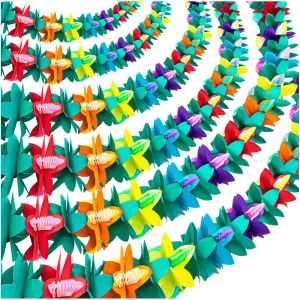 1PC 3M Hawaiian Luau Summer Tiki Bar Tropical Party Decor Tropical Island Beach Supplies Tissue Colour Flower Garland Long Trop
