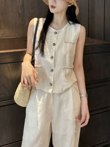 SHUAIYUE | Áo Mè Gile Linen Phong Cách Pháp Đơn Giản Cho Phụ Nữ Mùa Hè
