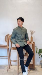 Kemeja Koko Pria Lengan Panjang Slimfit Baju Muslimin Motif Marvel Elrumi Bahan Katun Toyobo