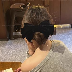 Elegant Black Velvet Hair Clip Butterfly Knot Top Clip Headwear Classic Fashion Accessory Fresh out Original Design Fresh Arrival