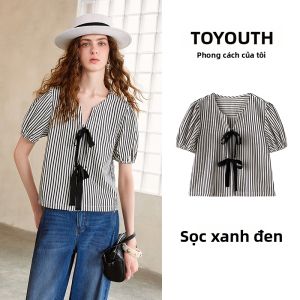 Toyouth | Áo Sơ Mi Ngắn Tay Cột Nơ Sọc Air Sense
