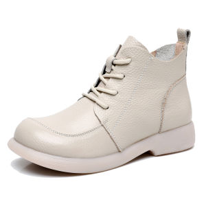 Leather Soft Bottom Mom Shoes Short Boots Autumn New Womens Shoes Anti-slip Single Boot Winter Martin Boots Comfortable Leather Boots