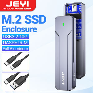 JEYI M.2 NVMe SATA SSD Enclosure USB 3.2 Gen 2 10Gbps or 6Gbps NGFF M-Key B-Key External Aluminum M.2 Enclosure Support Decorative UASP