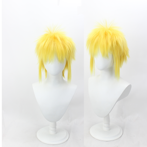Golden Yellow Explosive Head Corn Cob Mustache Cosplay Wig for Naruto Wave Water Door Character Instant Hair Extension