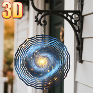CIFbuy | 3D Colorful Galaxy Spiral Wind Spinner - 10 Inch Metal Art with 360 Swivel Hook for Garden Patio Dynamic Decor Gift