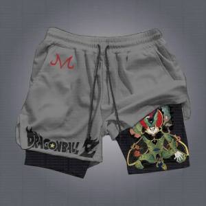 Bandai | Dragon Ball Z Bandai Mens 2in1 Athletic Shorts Double Layer Design Quick Dry for Sports Running Gym Training
